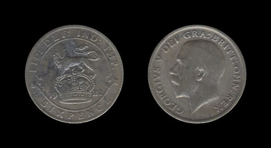 United Kingdom Velika Britanija 6 Pence 1922 – George V