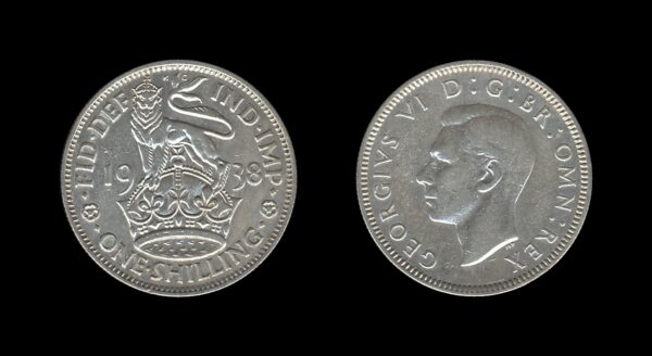 United Kingdom Velika Britanija 1 Shilling 1938 – George VI (English crest)