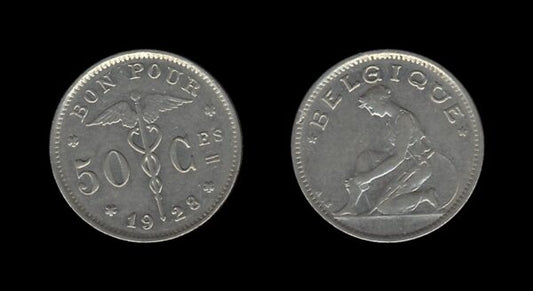 Belgium Belgija 50 Centimes 1928 (French text)