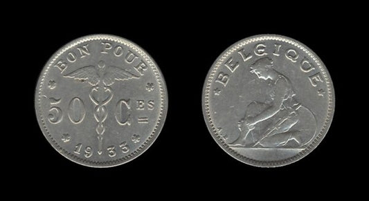 Belgium Belgija 50 Centimes 1933 (French text)