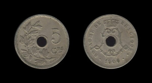 Belgium Belgija 5 Centimes 1906 – Léopold II (French text)