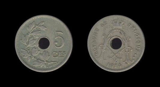 Belgium Belgija 5 Centimes 1914 – Albert I (French text)