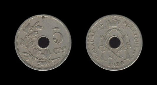 Belgium Belgija 5 Centimes 1920 – Albert I (French text)