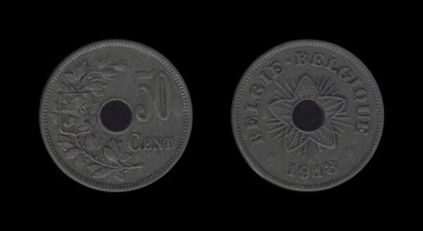 Belgium Belgija 50 Centimes 1913 – German Occupation Coinage