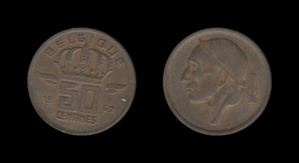 Belgium Belgija 50 Centimes 1952 (French text)