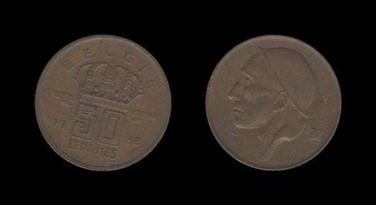 Belgium Belgija 50 Centimes 1953 (Dutch text)