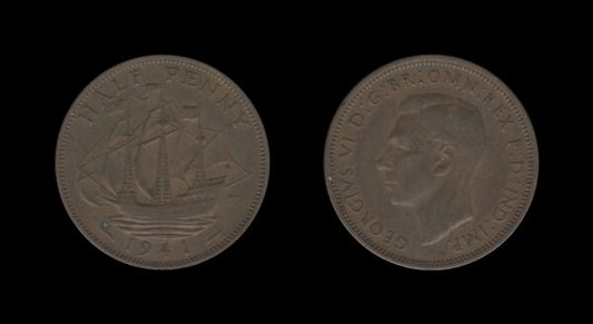 United Kingdom Velika Britanija 1/2 Penny 1941 – George VI