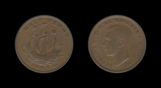 United Kingdom Velika Britanija 1/2 Penny 1943 – George VI