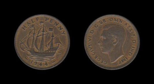 United Kingdom Velika Britanija 1/2 Penny 1944 – George VI