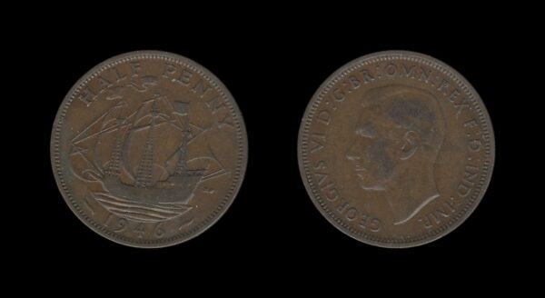 United Kingdom Velika Britanija 1/2 Penny 1946 – George VI