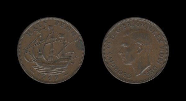 United Kingdom Velika Britanija 1/2 Penny 1949 – George VI