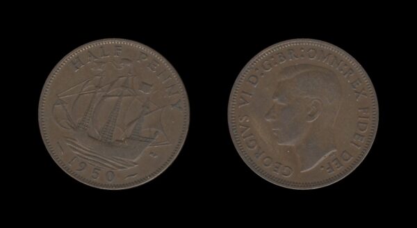 United Kingdom Velika Britanija 1/2 Penny 1950 – George VI