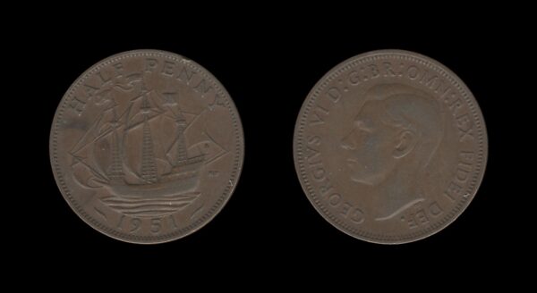 United Kingdom Velika Britanija 1/2 Penny 1951 – George VI