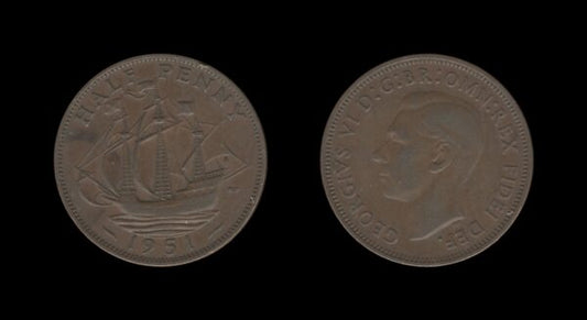 United Kingdom Velika Britanija 1/2 Penny 1951 – George VI