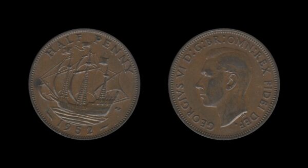 United Kingdom Velika Britanija 1/2 Penny 1952 – George VI