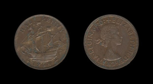 United Kingdom Velika Britanija 1/2 Penny 1954 – Elizabeth II