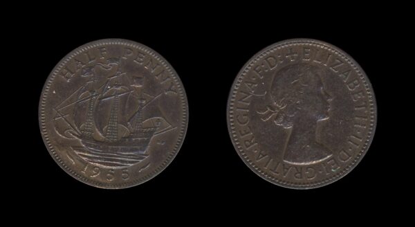 United Kingdom Velika Britanija 1/2 Penny 1955 – Elizabeth II