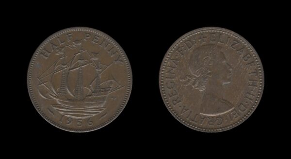 United Kingdom Velika Britanija 1/2 Penny 1956 – Elizabeth II