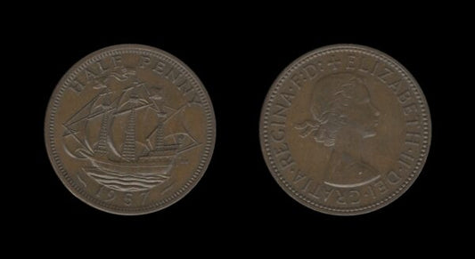 United Kingdom Velika Britanija 1/2 Penny 1957 – Elizabeth II