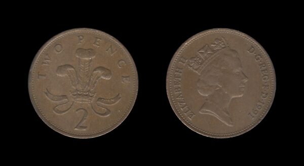 United Kingdom Velika Britanija 2 Pence 1991 – Elizabeth II