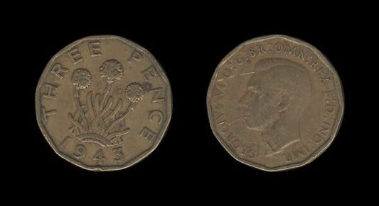 United Kingdom Velika Britanija 3 Pence 1943 – George VI