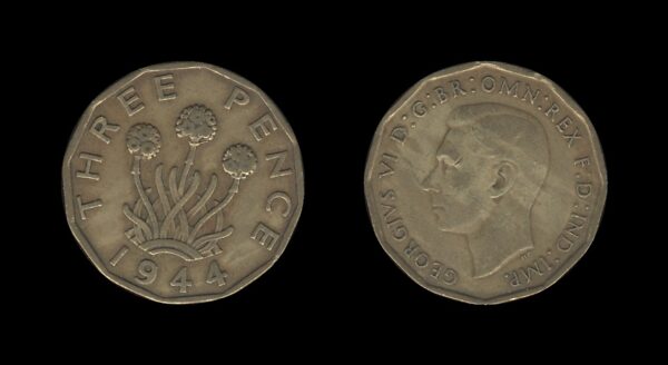 United Kingdom Velika Britanija 3 Pence 1944 – George VI