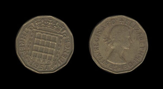 United Kingdom Velika Britanija 3 Pence 1957 – Elizabeth II