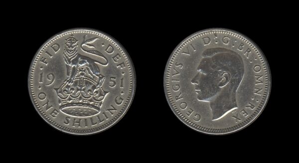 United Kingdom Velika Britanija 1 Shilling 1951 – George VI (English crest)