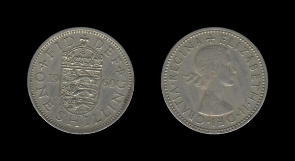 United Kingdom Velika Britanija 1 Shilling 1960 – Elizabeth II (English crest)