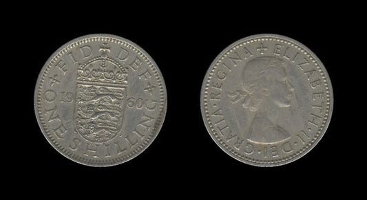 United Kingdom Velika Britanija 1 Shilling 1960 – Elizabeth II (English crest)