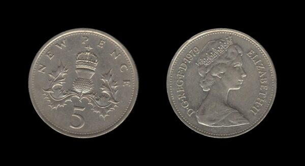 United Kingdom Velika Britanija 5 New Pence 1979 – Elizabeth II