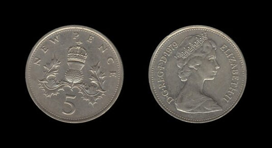 United Kingdom Velika Britanija 5 New Pence 1979 – Elizabeth II