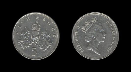 United Kingdom Velika Britanija 5 Pence 1988 – Elizabeth II