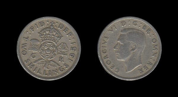 United Kingdom Velika Britanija 2 Shillings 1951 – George VI