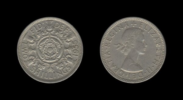 United Kingdom Velika Britanija 2 Shillings 1955 – Elizabeth II