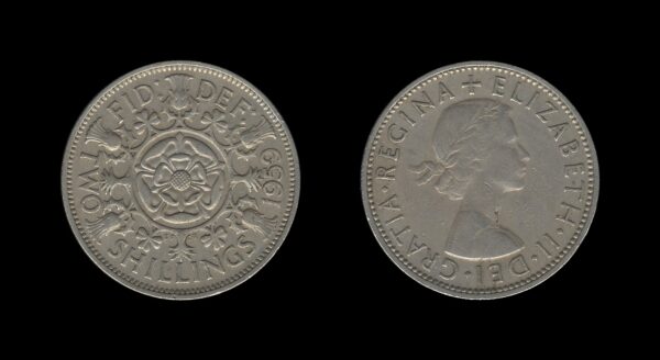 United Kingdom Velika Britanija 2 Shillings 1959 – Elizabeth II