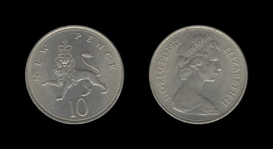 United Kingdom Velika Britanija 10 New Pence 1971 – Elizabeth II