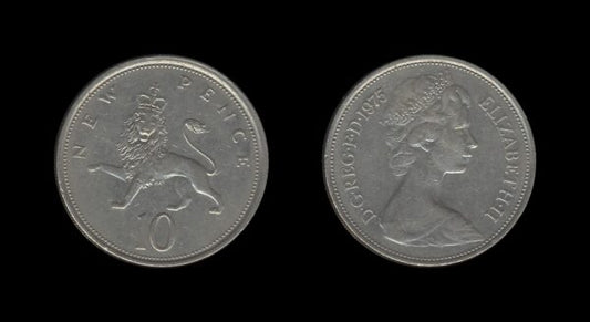 United Kingdom Velika Britanija 10 New Pence 1975 – Elizabeth II