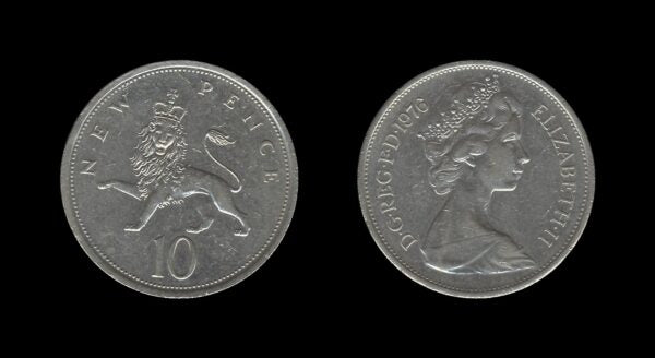 United Kingdom Velika Britanija 10 New Pence 1976 – Elizabeth II