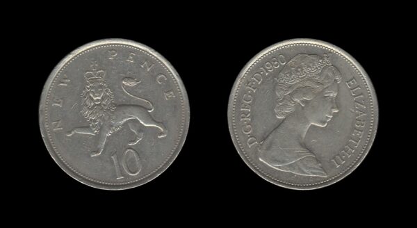 United Kingdom Velika Britanija 10 New Pence 1980 – Elizabeth II