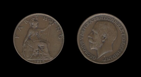 United Kingdom Velika Britanija 1 Farthing 1913 – George V