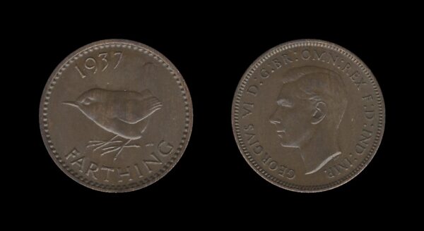 United Kingdom Velika Britanija 1 Farthing 1937 – George VI