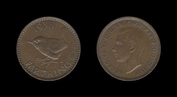 United Kingdom Velika Britanija 1 Farthing 1938 – George VI