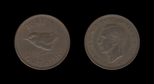 United Kingdom Velika Britanija 1 Farthing 1941 – George VI