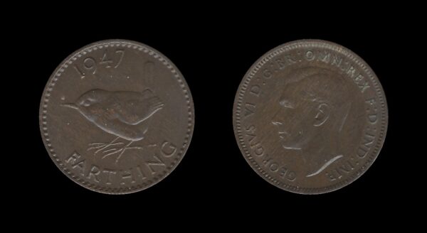 United Kingdom Velika Britanija 1 Farthing 1947 – George VI