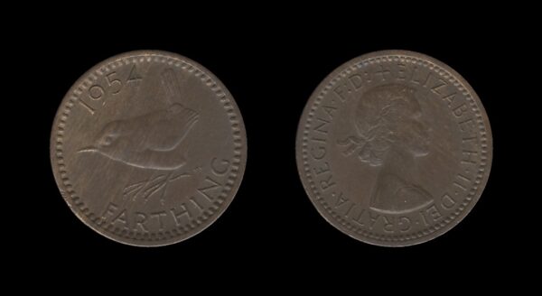 United Kingdom Velika Britanija 1 Farthing 1954 – Elizabeth II