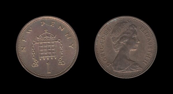 United Kingdom Velika Britanija 1 New Penny 1981 – Elizabeth II