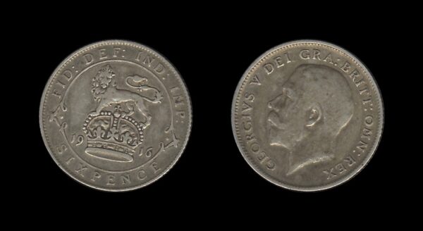 United Kingdom Velika Britanija 6 Pence 1916 – George V