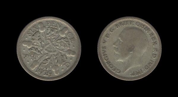 United Kingdom Velika Britanija 6 Pence 1929 – George V