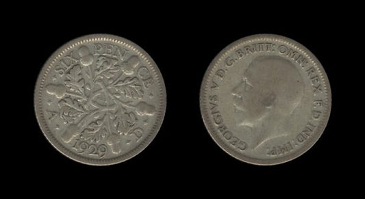 United Kingdom Velika Britanija 6 Pence 1929 – George V